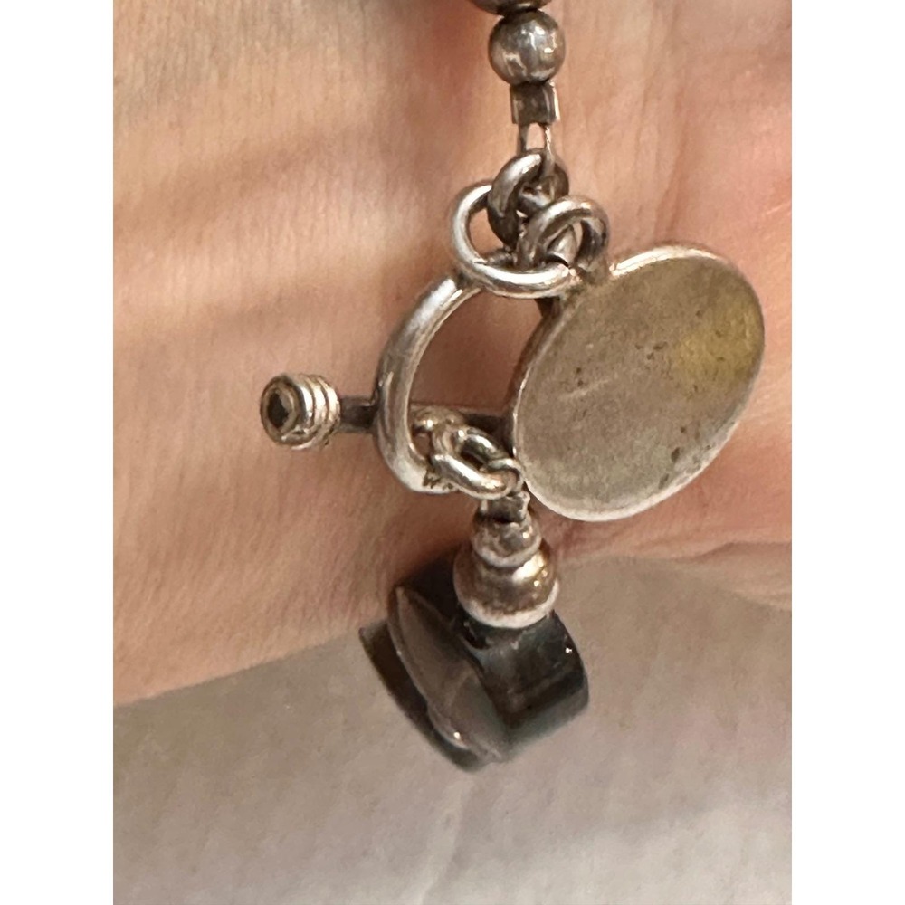 Smoky Quartz Sterling‎ Silver 925 Beaded Toggle Bracelet Brown Stone 8.5 Inch - Picture 7 of 9